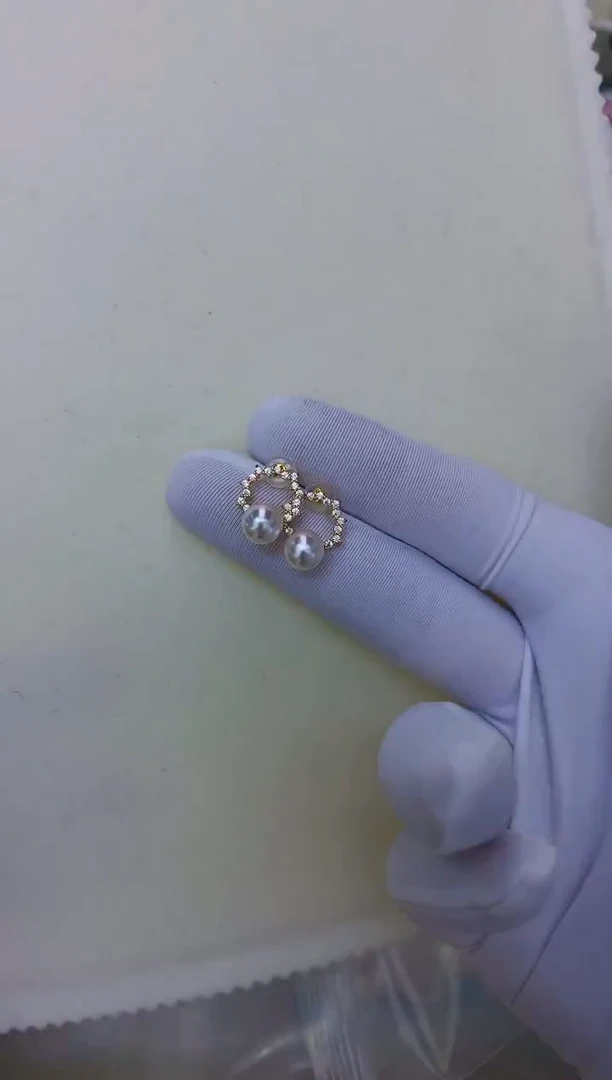 银S925镶嵌饰品海水珍珠金色宋慧乔耳饰