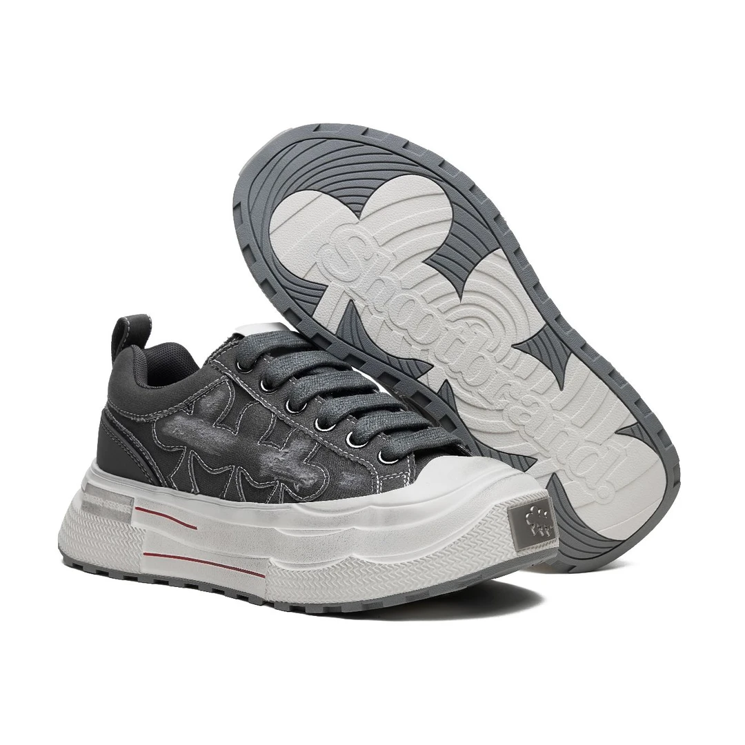 【主理人限定配色】重奏灰帆布鞋做旧厚底增高百搭夏季SHOOTBRAND