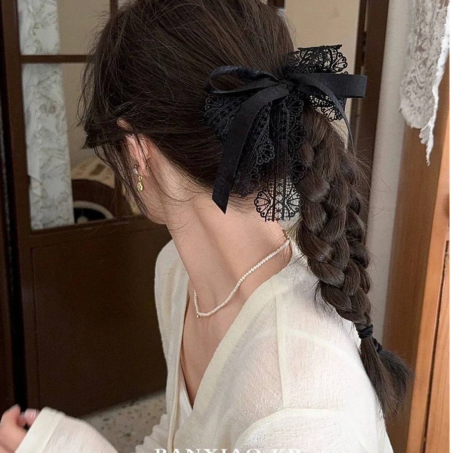 黑色蕾丝发圈网红2025新款绑头发头绳女扎马尾高弹力头饰发绳