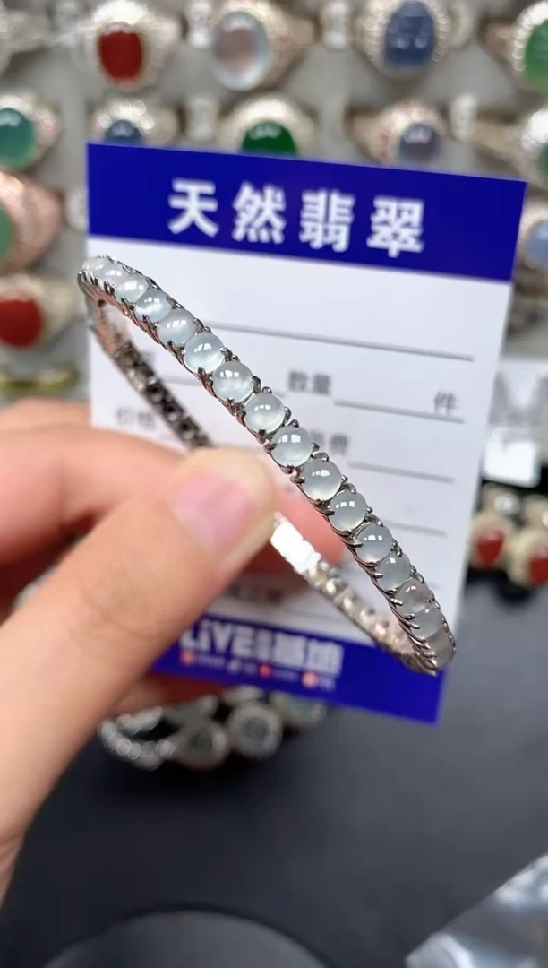 银S925镶嵌手镯翡翠95