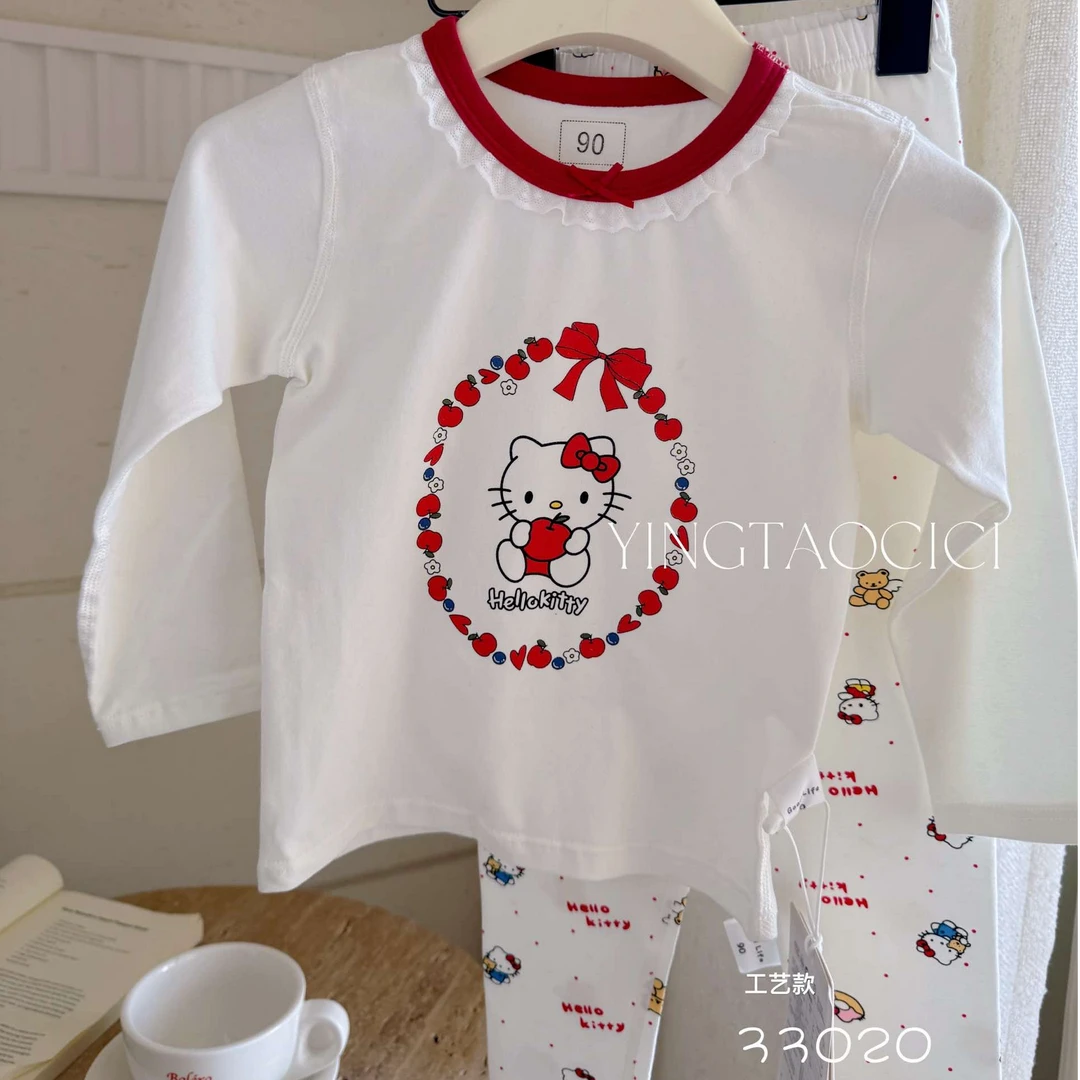 防静电韩版新年装家居服套装红色睡衣印花打底33020