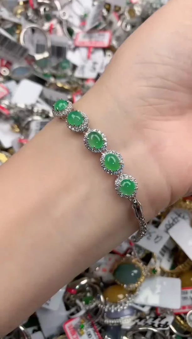 银S925镶嵌戒指翡翠10-10-10     3