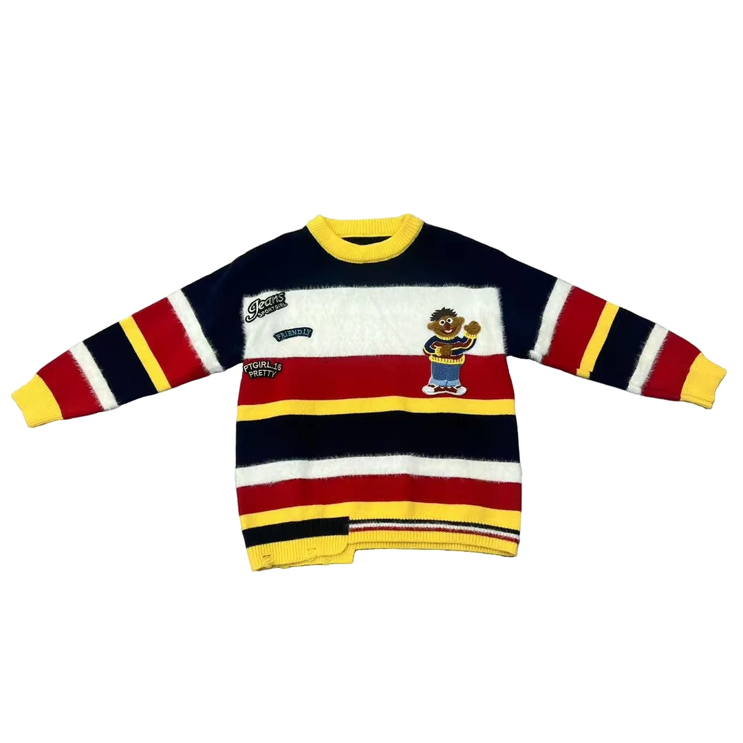 蛋蛋家【福利款】四色拼接小人针织毛衣