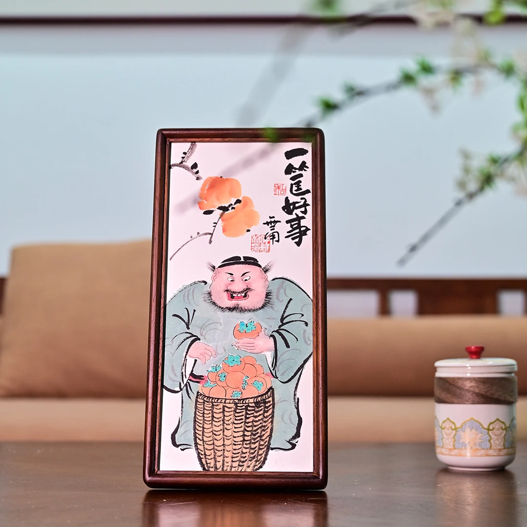 国潮钟馗画15x31《趣味钟馗系列》家居茶室等场所装饰摆台画