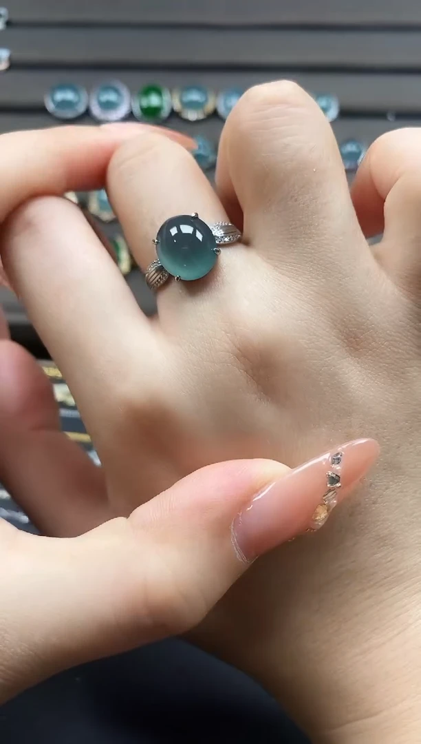 翡翠戒指银S925镶嵌6941792443577931555