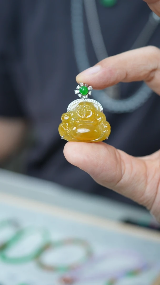 翡翠18K金镶嵌颈饰86号-佛公/GG/9