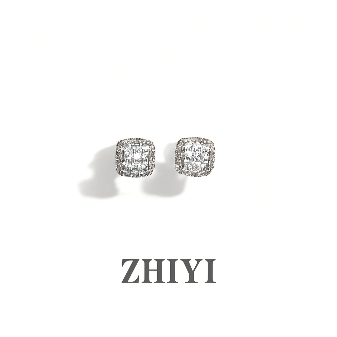925银耳饰 ZHIYI·一方星辰耳钉·简约镶嵌闪亮