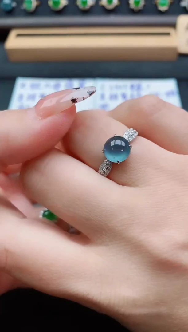 银S925镶嵌戒指翡翠1