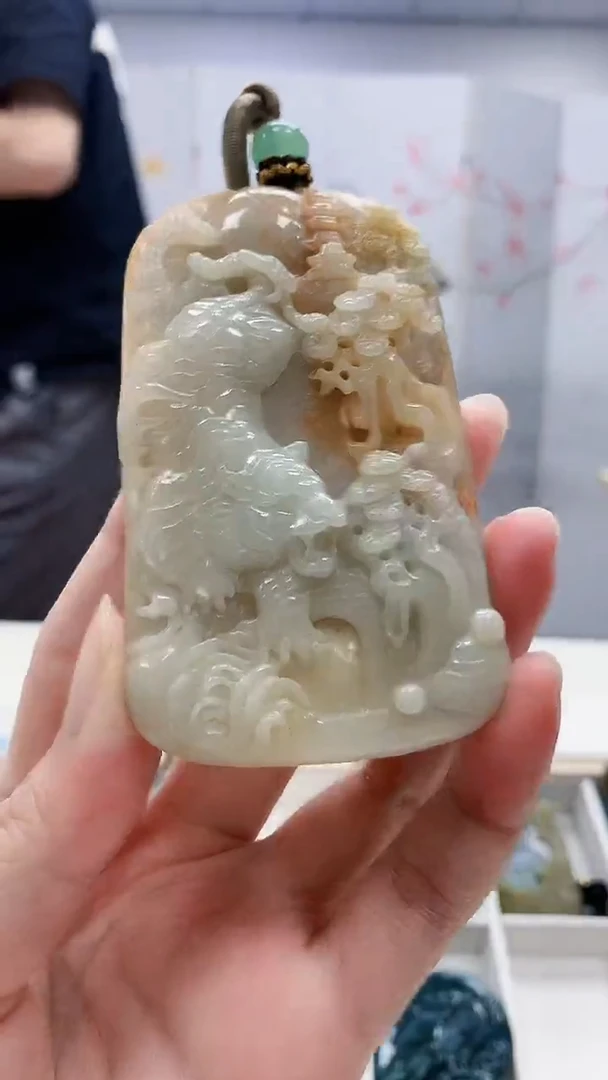 定制翡翠未镶嵌4917zm-毛货挂件97虎牌