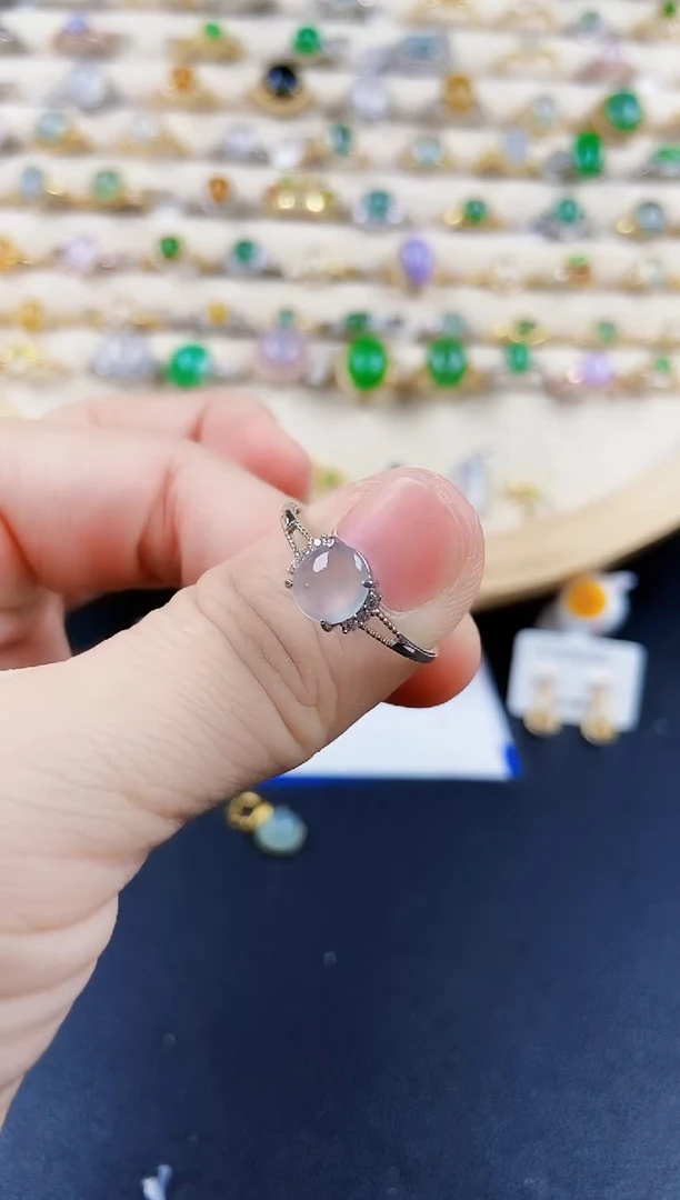 翡翠戒指银S925镶嵌12898