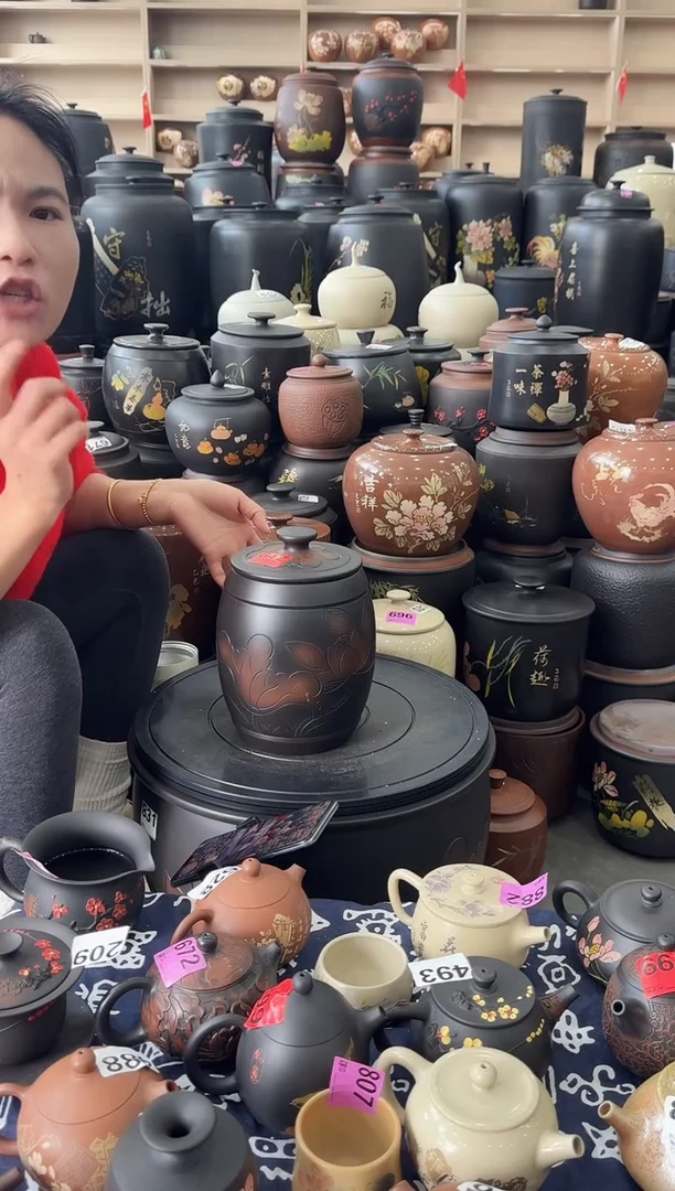 罐瑕疵茶叶罐  高柱荷花  642