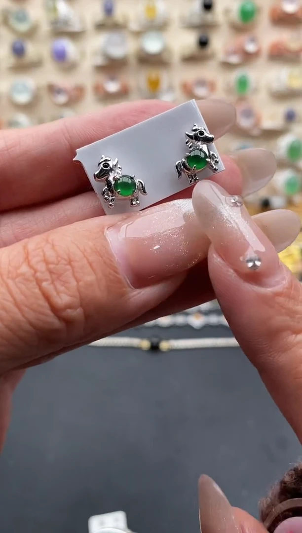 银S925镶嵌戒指翡翠缅甸天然A货翡翠22  3-9