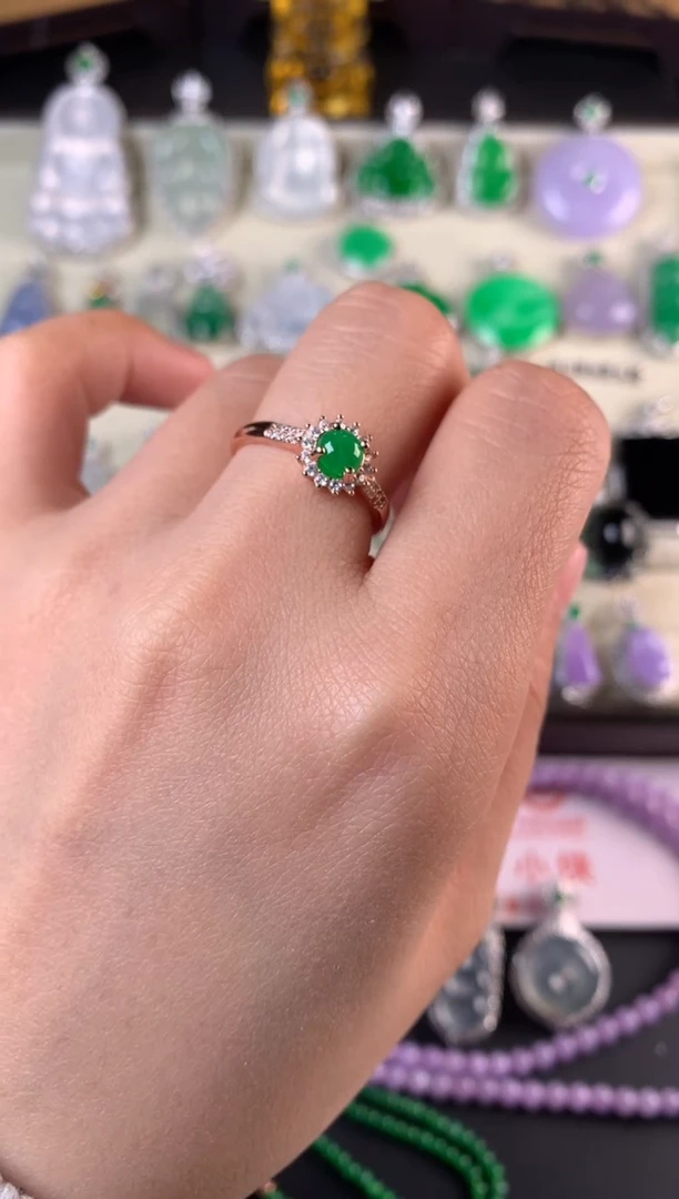 银S925镶嵌戒指翡翠戒指