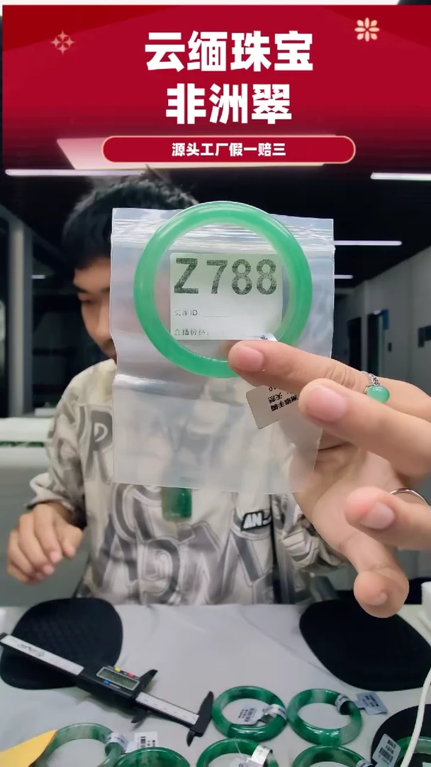 未镶嵌手镯石英质玉（非洲翠）60圈口手镯Z788