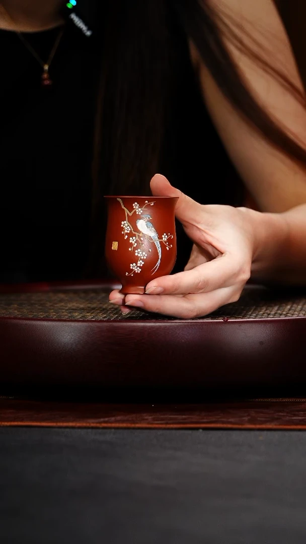 茶壶紫砂大红袍泥绘主人杯39  泥料证书 泥绘证书 礼盒