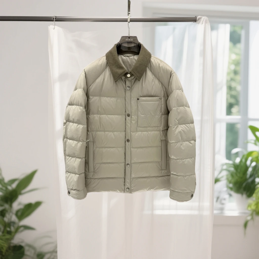 娜罗普西时尚男士时尚休闲商务翻领简约白鸭绒修身羽绒服冬季新款