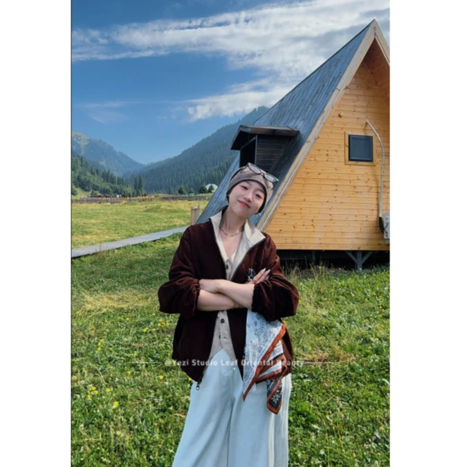 【老钱风范】北非进口混种羊皮两面穿立领拉链廓形皮衣外套25324012