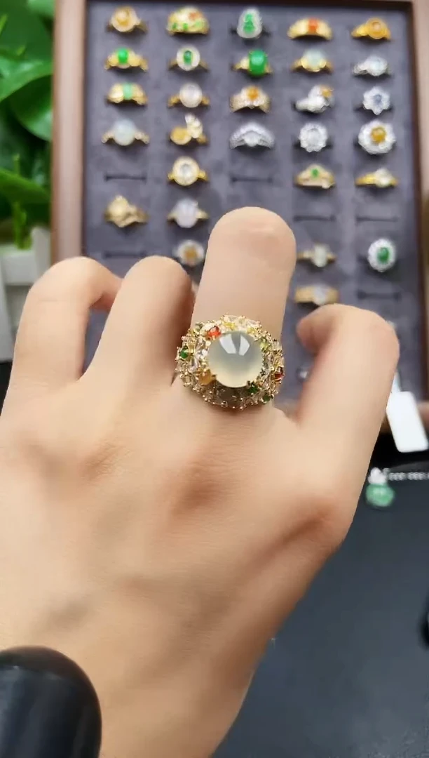 银S925镶嵌戒指翡翠12