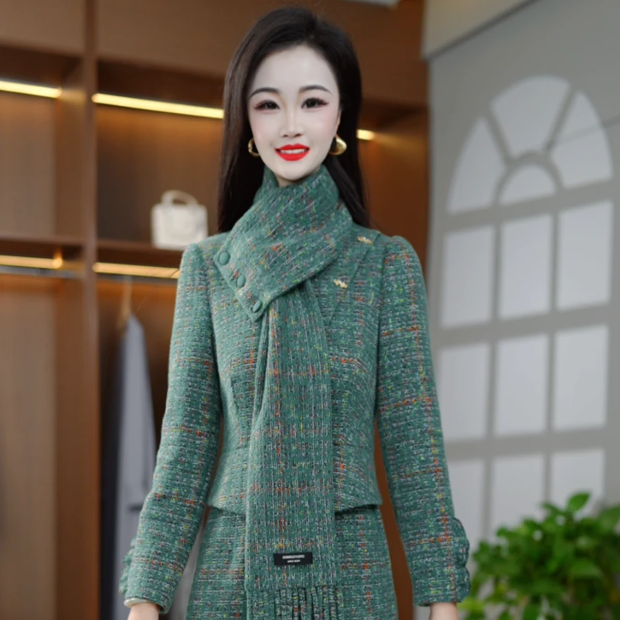 秋季新款精致修身显瘦减龄洋气假两件连衣裙M-4XL