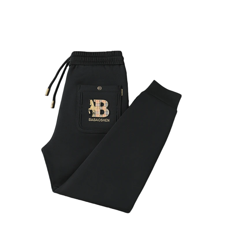 【巴家先生】时尚休闲百搭黑色战马款男士休闲裤