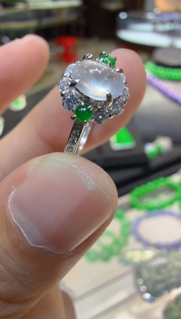 银S925镶嵌戒指翡翠多样性团购发一件