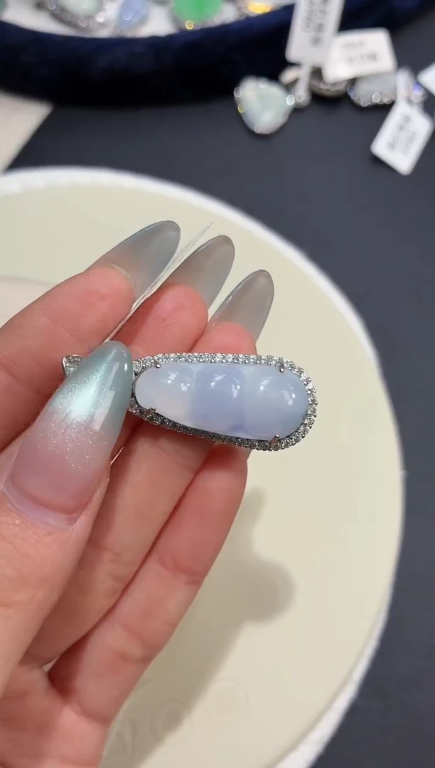 吊坠(不含链)银S925镶嵌翡翠吊坠