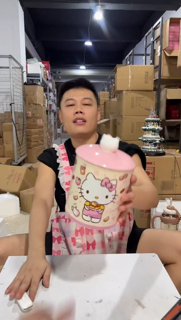 瓷片B款粉色kt储物罐 陶瓷
