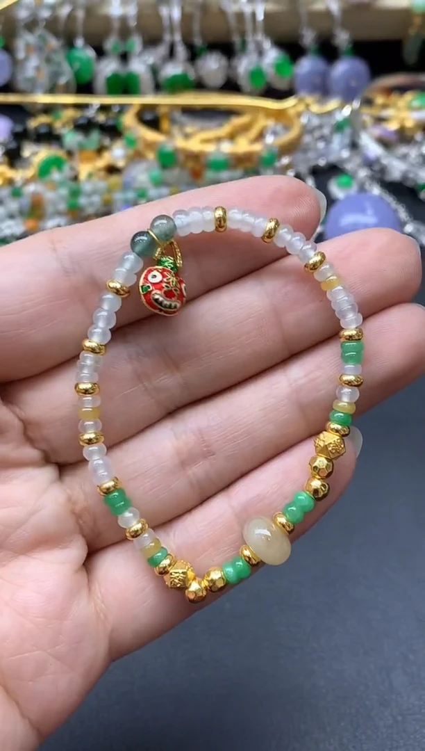 足金镶嵌手链翡翠404-中国好珍宝