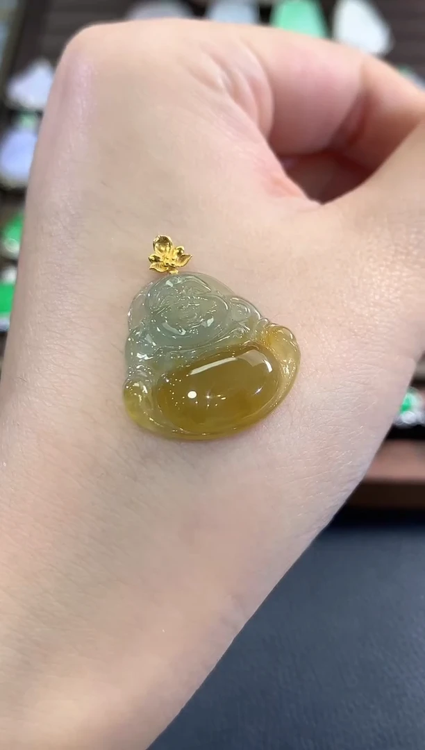 吊坠(不含链)18K金镶嵌翡翠b34