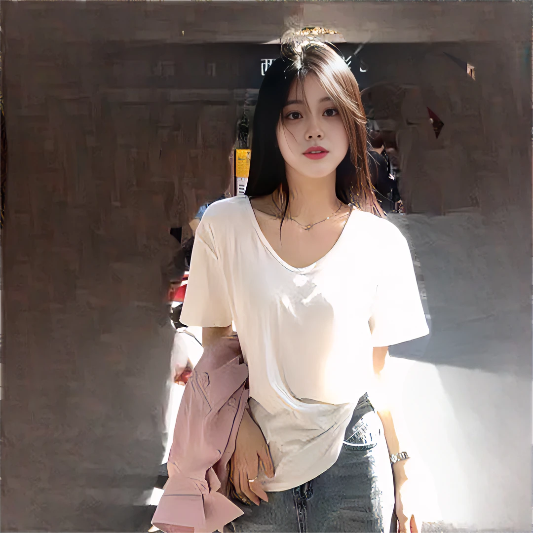 【纯棉】2025新版宽松V领正肩纯色纯棉优质版休闲百搭打底T恤