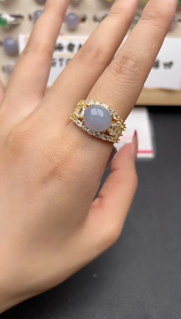 【闪购商品】翡翠戒指银S925镶嵌一物一证一礼盒