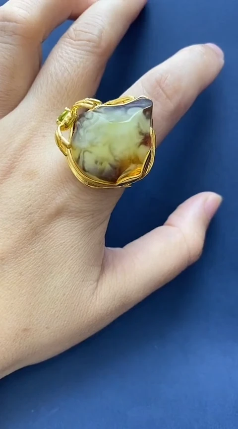 未镶嵌琥珀裸石戒指