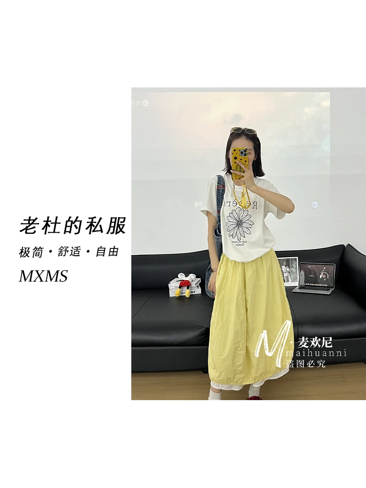 （麦欢尼）251388-"宝藏衣柜”韩系运动休闲减龄两穿松紧腰花苞裙