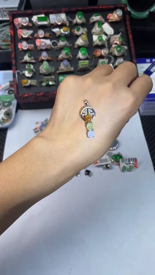 银S925镶嵌戒指翡翠1