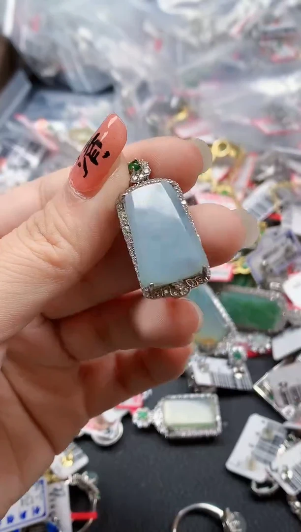 银S925镶嵌戒指翡翠天然A货缅甸翡翠