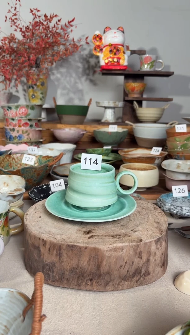 陶瓷114手作粗陶餐具1个装