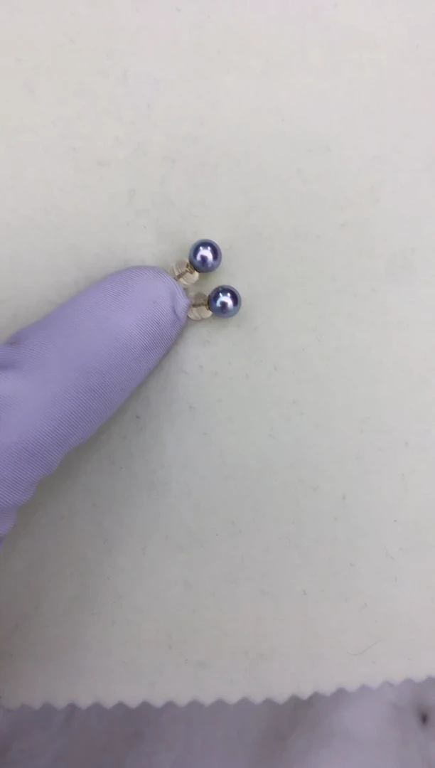 18K金镶嵌DA海水珍珠 GD082 6-7 耳钉