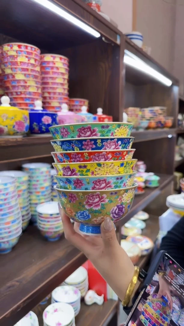 珐琅5英寸饭碗6个景德镇陶瓷