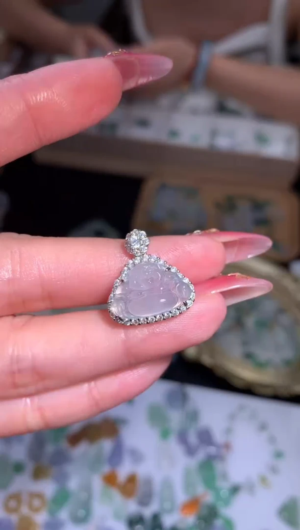 颈饰银S925镶嵌翡翠佛公