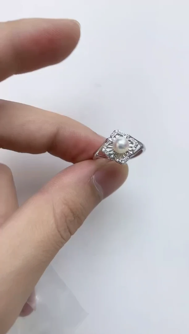 银S925镶嵌戒指海水珍珠
