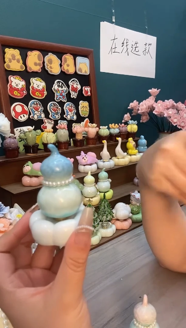 摆件陶天蓝葫芦景德镇陶瓷摆件1个装
