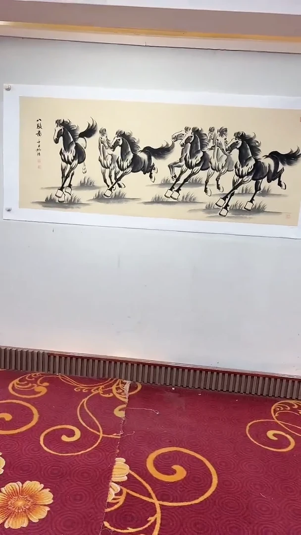 国画仿古八骏图/6尺托底/雷畅胜