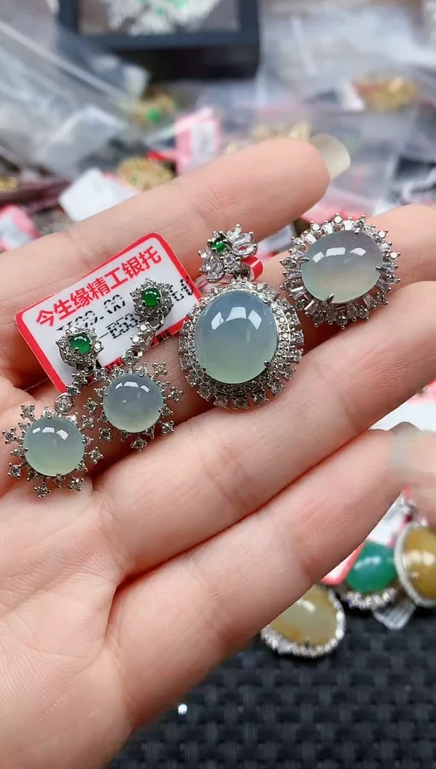 银S925镶嵌戒指翡翠天然A货缅甸翡翠