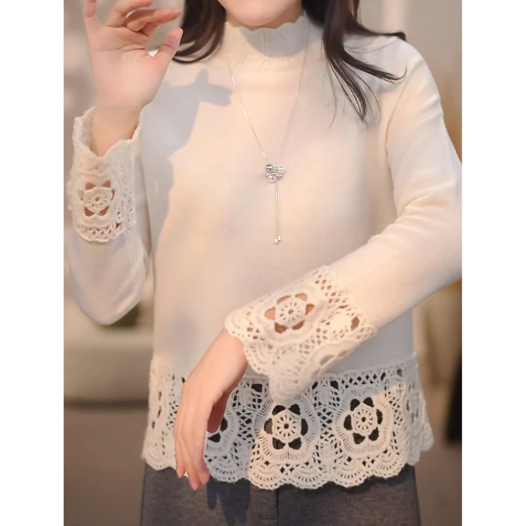 8505重工钩花镂空慵懒感长袖针织衫秋冬新款小众设计感百搭打底衫