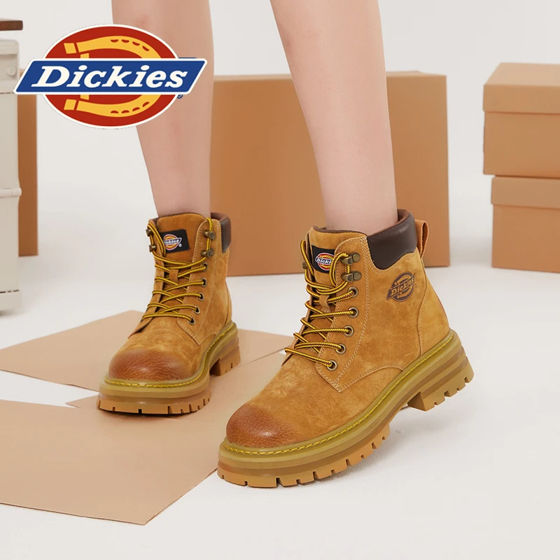Dickies马丁靴冬季加绒款大黄靴厚底增高女款时尚百搭户外登山鞋