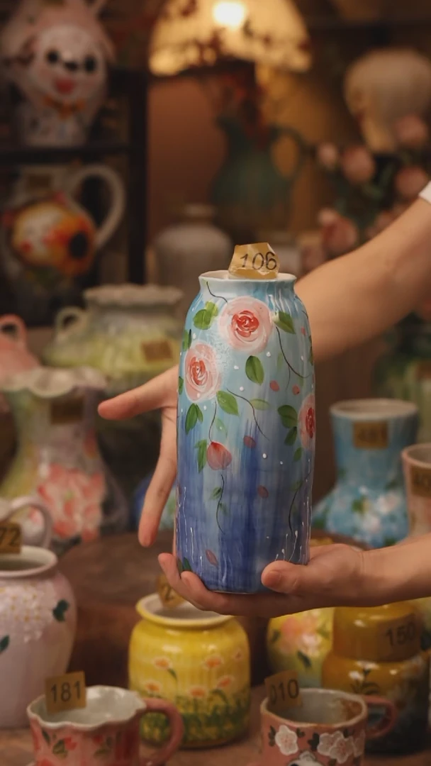 陶瓷106景德镇设计师手作花器摆件侘寂风