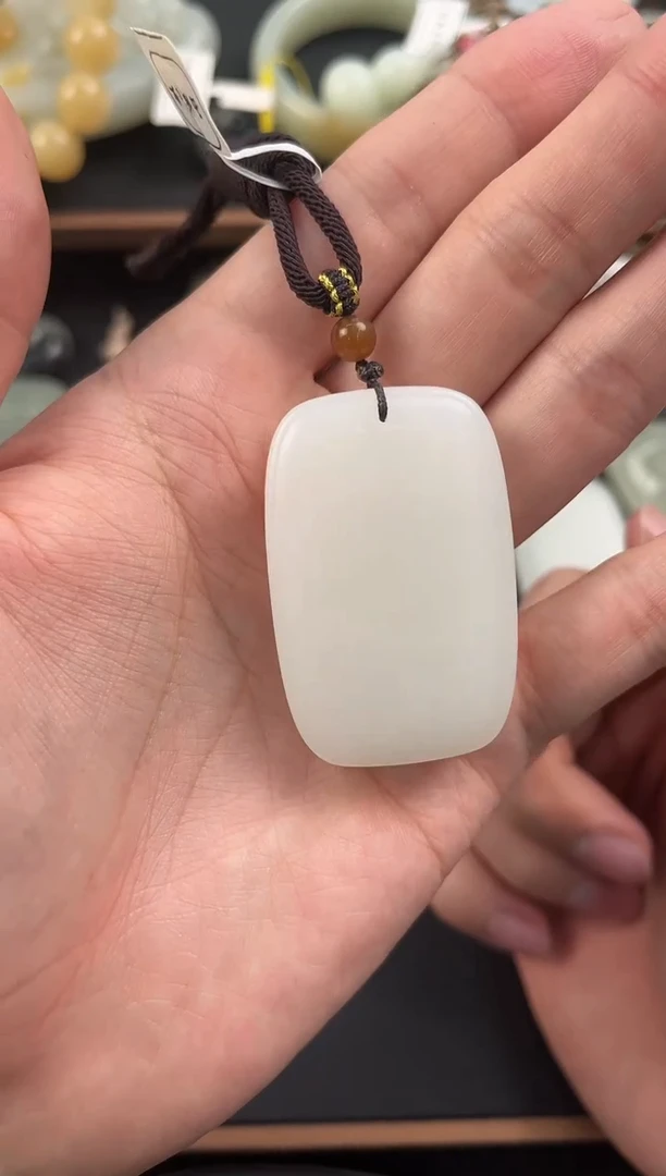 未镶嵌手串和田玉天泰白玉无事牌微色差