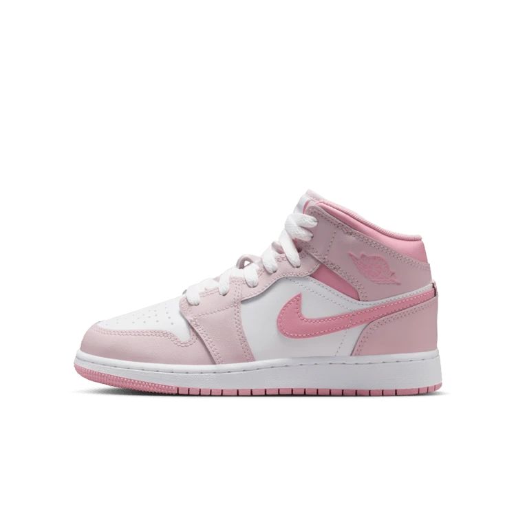 Nike/耐克官方正品 AJ1 MID(GS)大童低帮白粉休闲鞋DQ8423-600