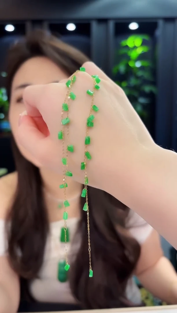 18K金镶嵌手链翡翠缅料A货/多样性发货/一件