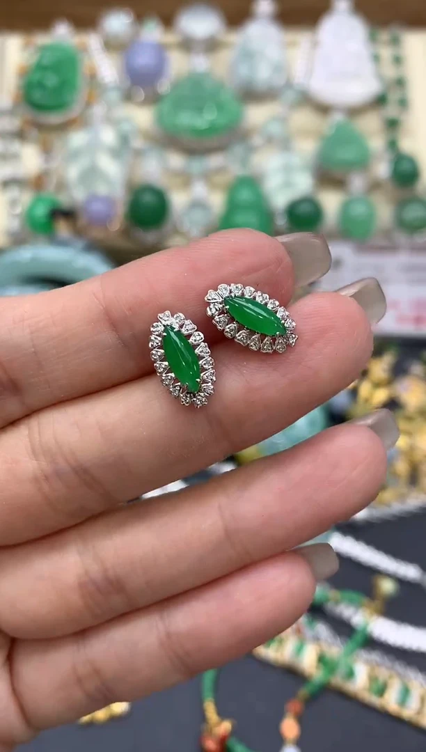 【闪购商品】翡翠耳饰18K金镶嵌256-中国好珍宝